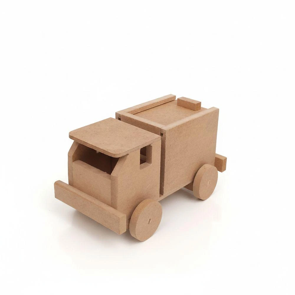 Kit Carrinhos Porta Treco Artesanal MDF 13x7x7cm Natural 10 Unidades com Tampa e Rodinhas