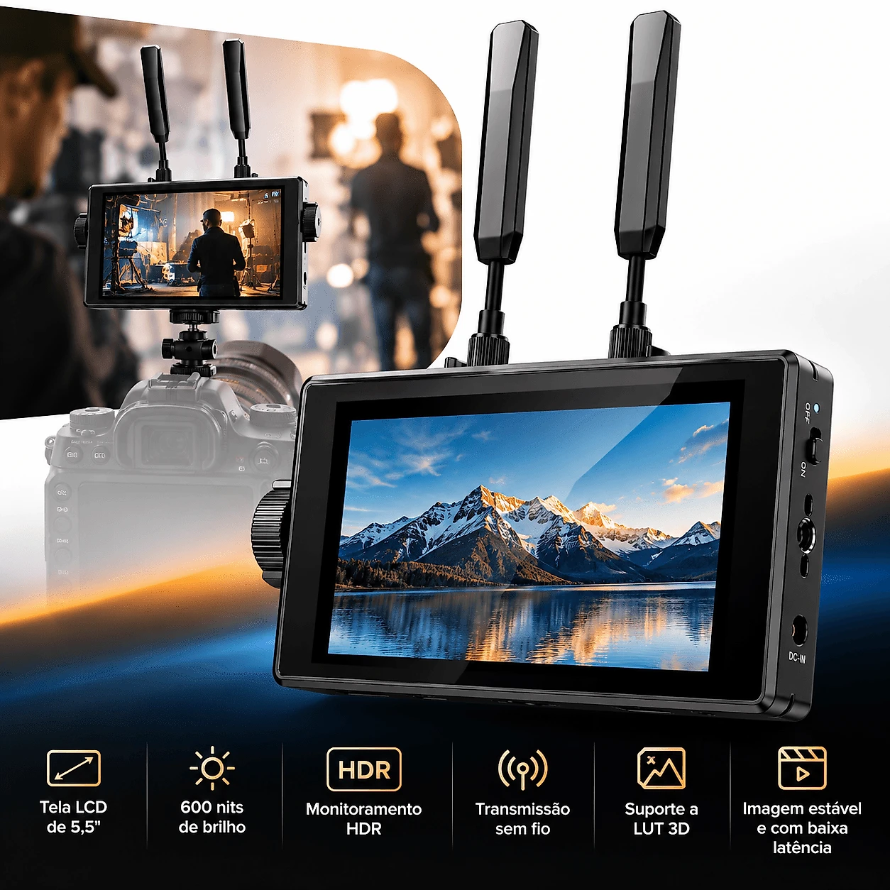 Monitor Receptor Sem Fio Desview Thundermon RX 5.5" 1080p60