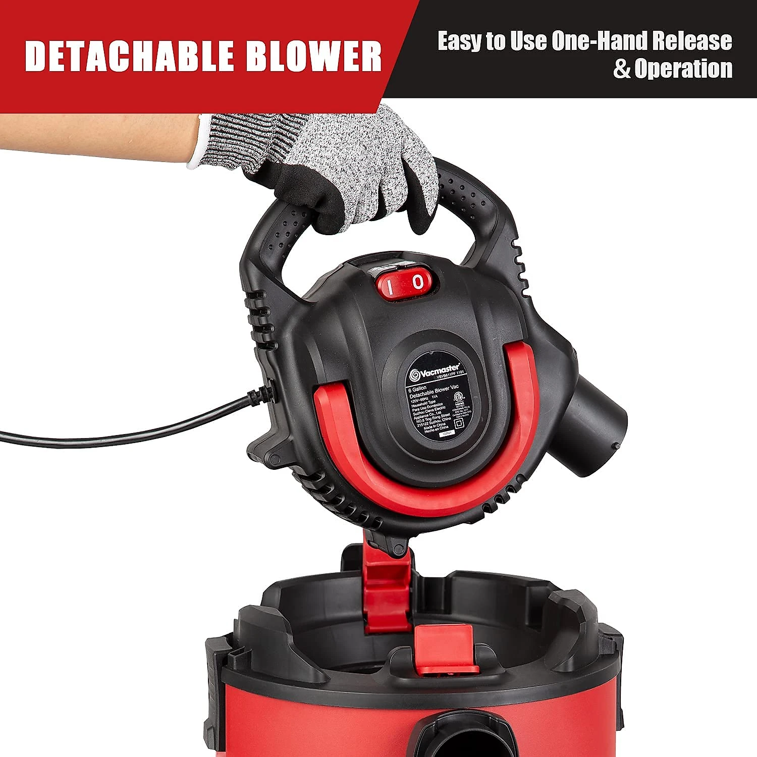 Vacmaster VBVB611PF Aspirador de Pó Seco e Úmido 22L 6 Pico H P com Extensores 110V Vermelho