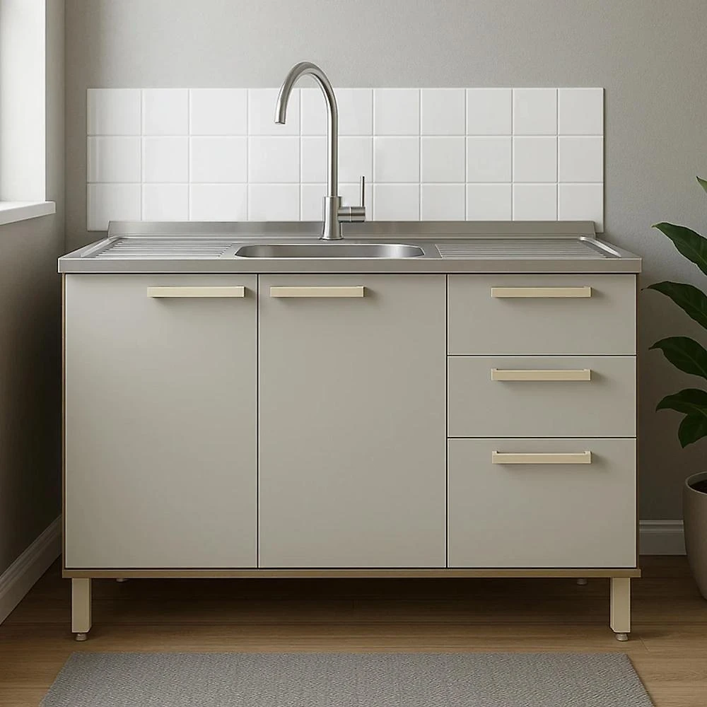 Balcão de Cozinha Nádia 3 Portas 1 Prateleira MDP 120CM Mocca-Avelã Mpozenato