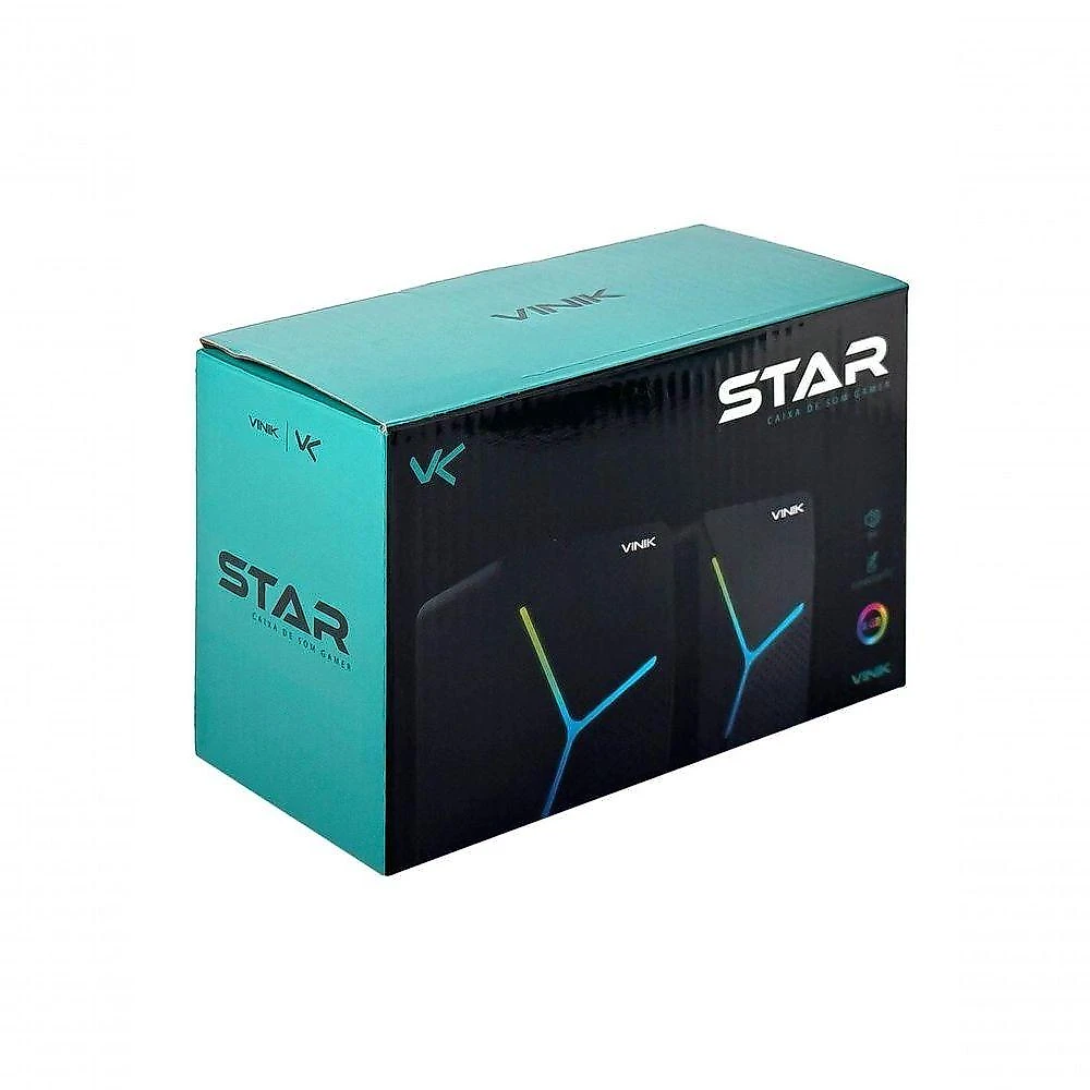 Caixa de Som Gamer Star VSPKG6WST 2.0 6W RMS com Iluminação LED Rainbow Vinik
