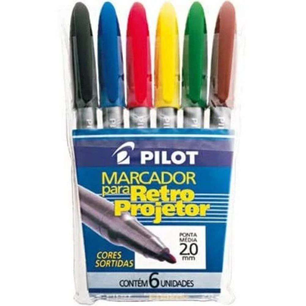 Kit Marcador Retro Projetor 2.0 C-6 Cores - Pilot