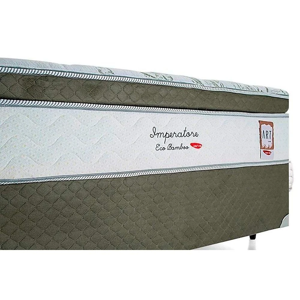 Cama Box Casal: Colchão Molas Masterpocket Ensacadas Herval Imperatore Eco Bamboo + Base Crc Corano White (138x188)