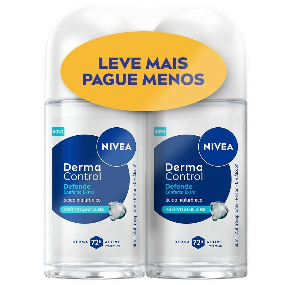 Kit Desodorante Roll-on Nivea Derma Control Defende 2 Unidades 50ml Cada