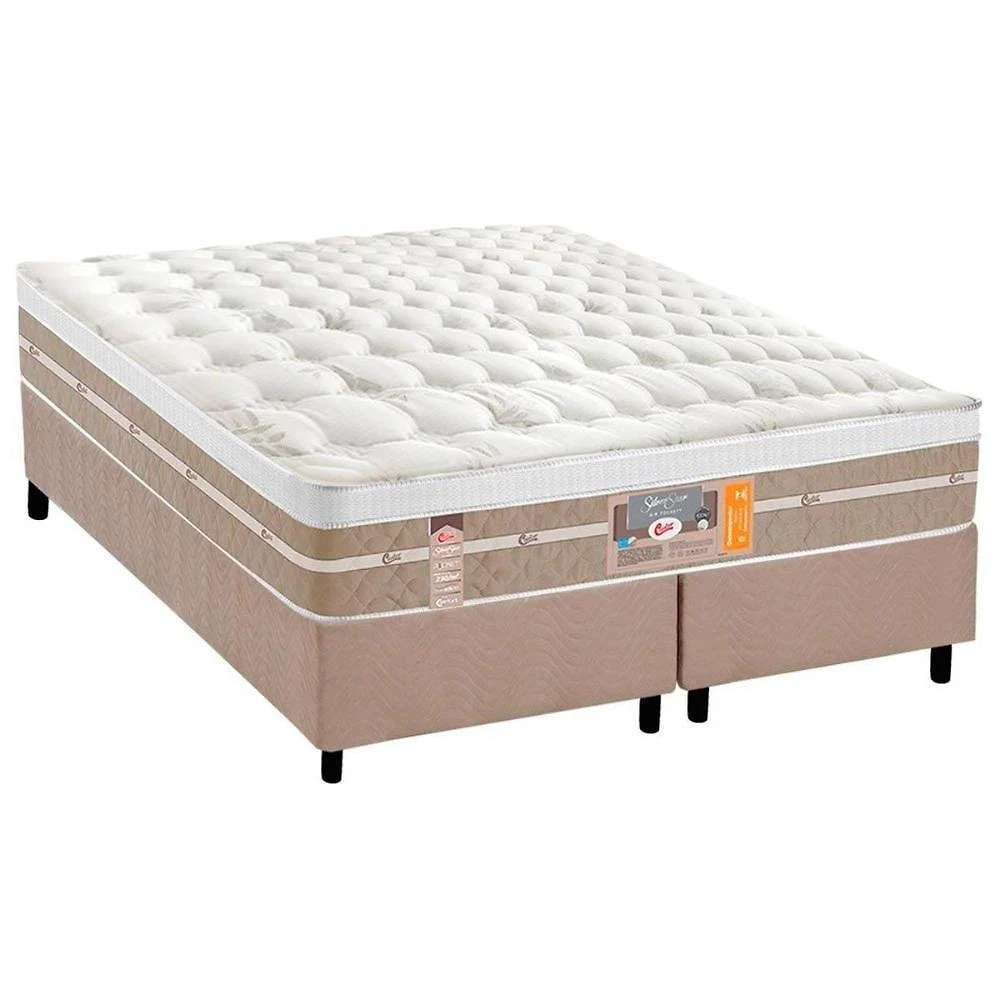 Conjunto Box King: Colchão Molas Castor Pocket Silver Star Air + Base Crc Suede Clean(193x203)