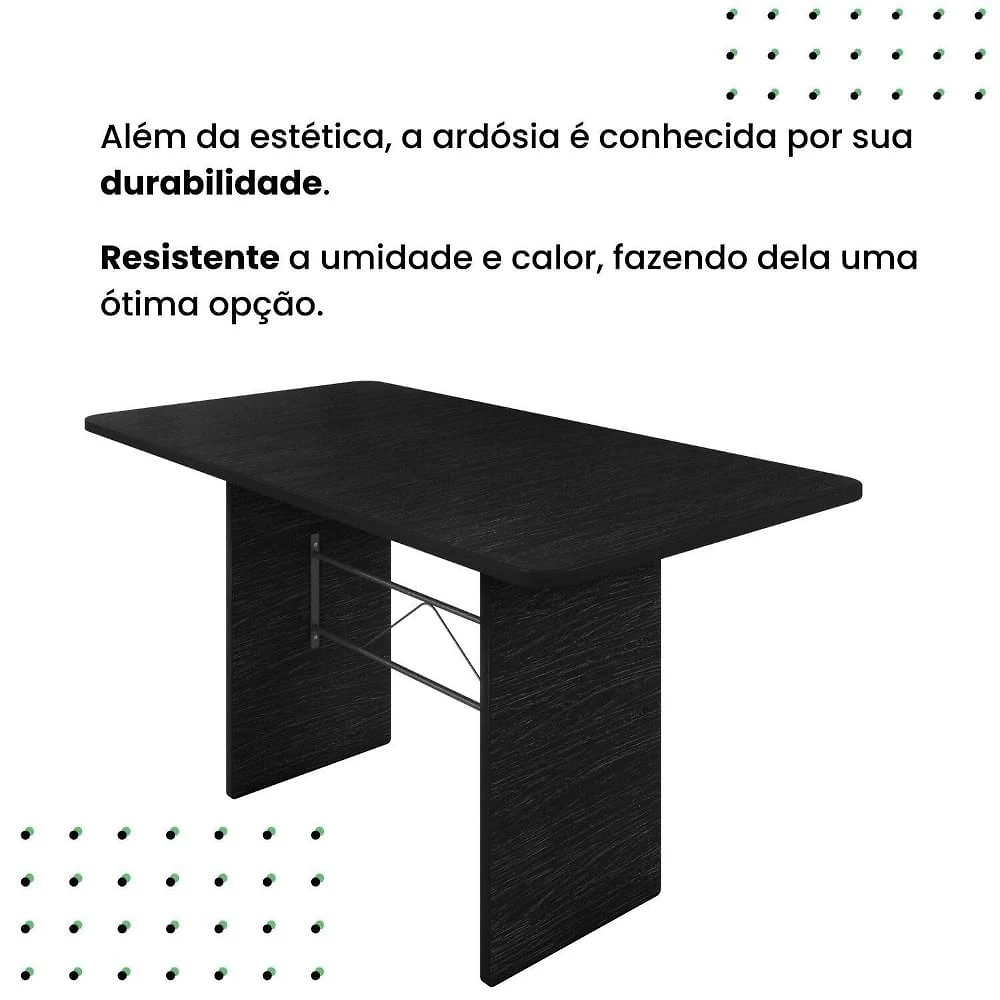 Miniatura Mesa Retangular Tampo 140x75cm Base Ardósia Indiano Ardósia indiana / Mart. Prata