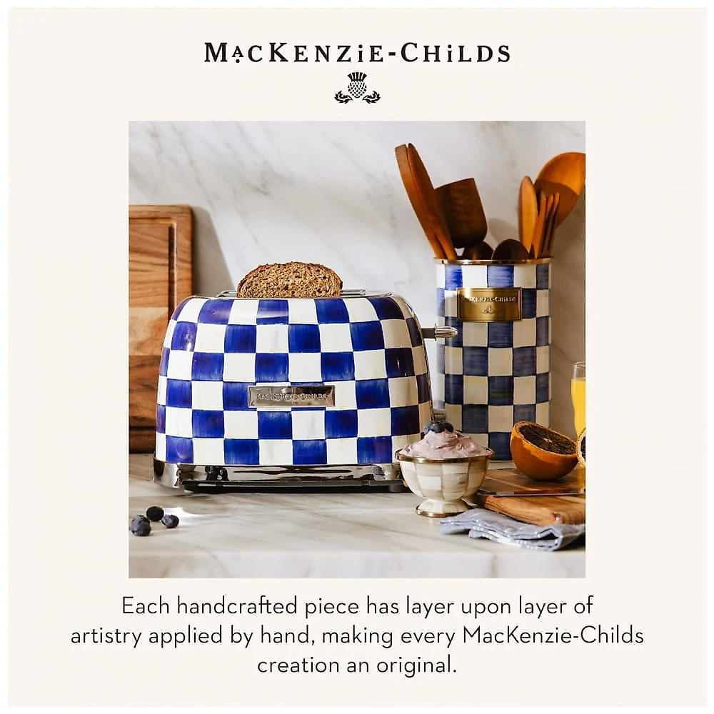 Torradeira elétrica 2 fatias MacKenzie-Childs Royal Check azul e branca inox 850W 110V