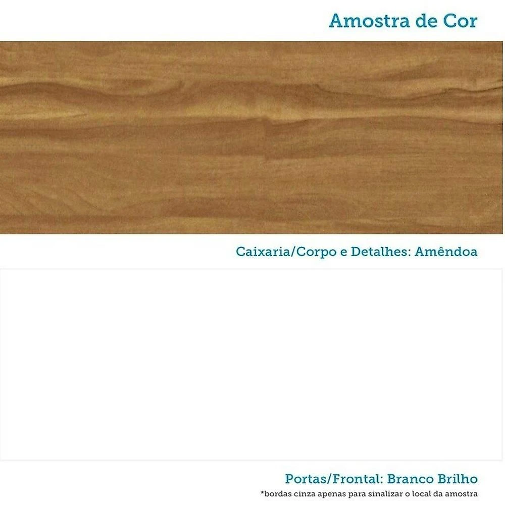 Quarto de Bebê com Guarda Roupa 2 Portas e Berço Teka 100% Mdf Espresso Móveis Branco Brilho/Amêndoa