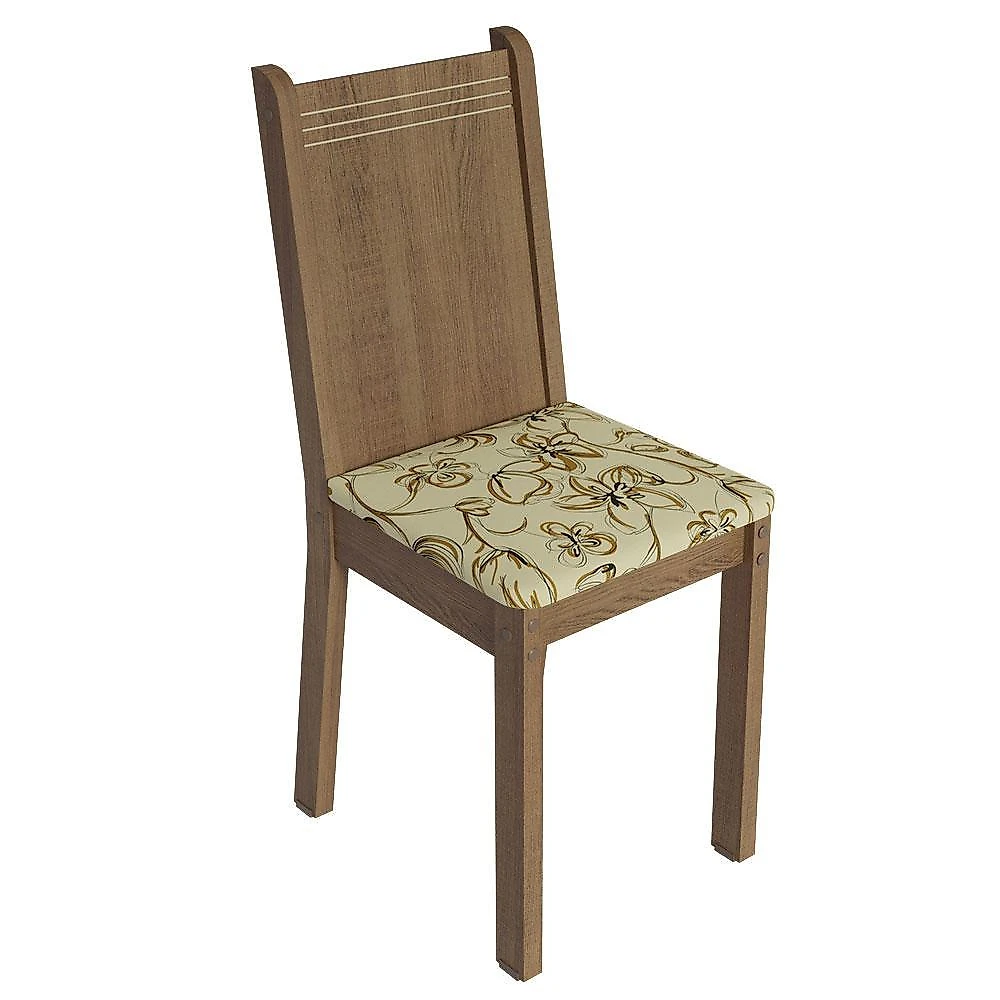 Conjunto sala de jantar mesa tampo de madeira 4 cadeiras rustic/lírio bege marilyn madesa