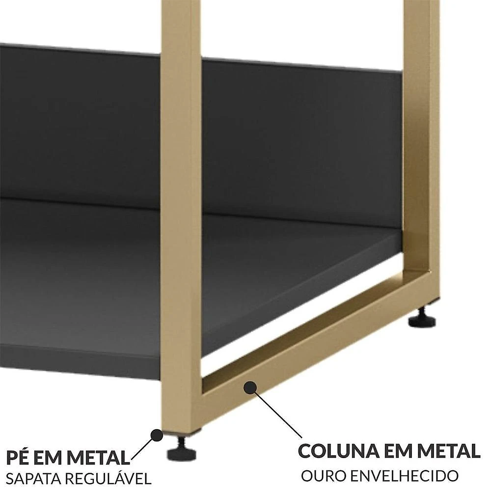 Guarda Roupa Closet Modulado Casal 6 Gavetas 3 Cabideiros Estrutura Metalica 250cm Olivar Preto Ac