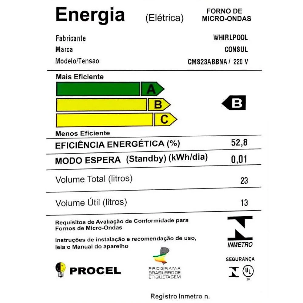 Micro-ondas Consul 23 Litros CMS23AB Branco - 220 Volts