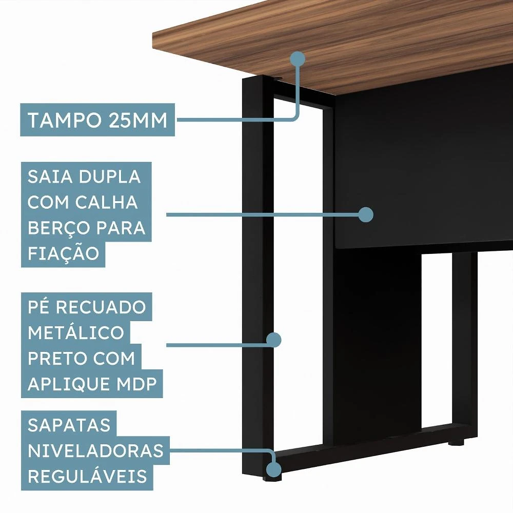Plataforma Dupla Acoplar Pé Quadro Espresso Móveis Marrom/Preto