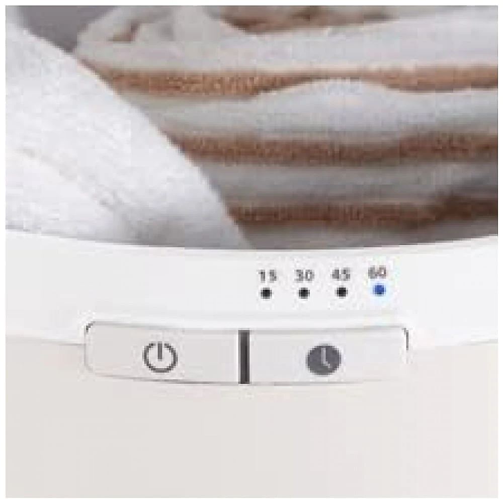 Aquecedor de Toalha Elétrico 20L com 4 Configurações de Temporizador, 110V, Zadro, Branco e Marrom Claro