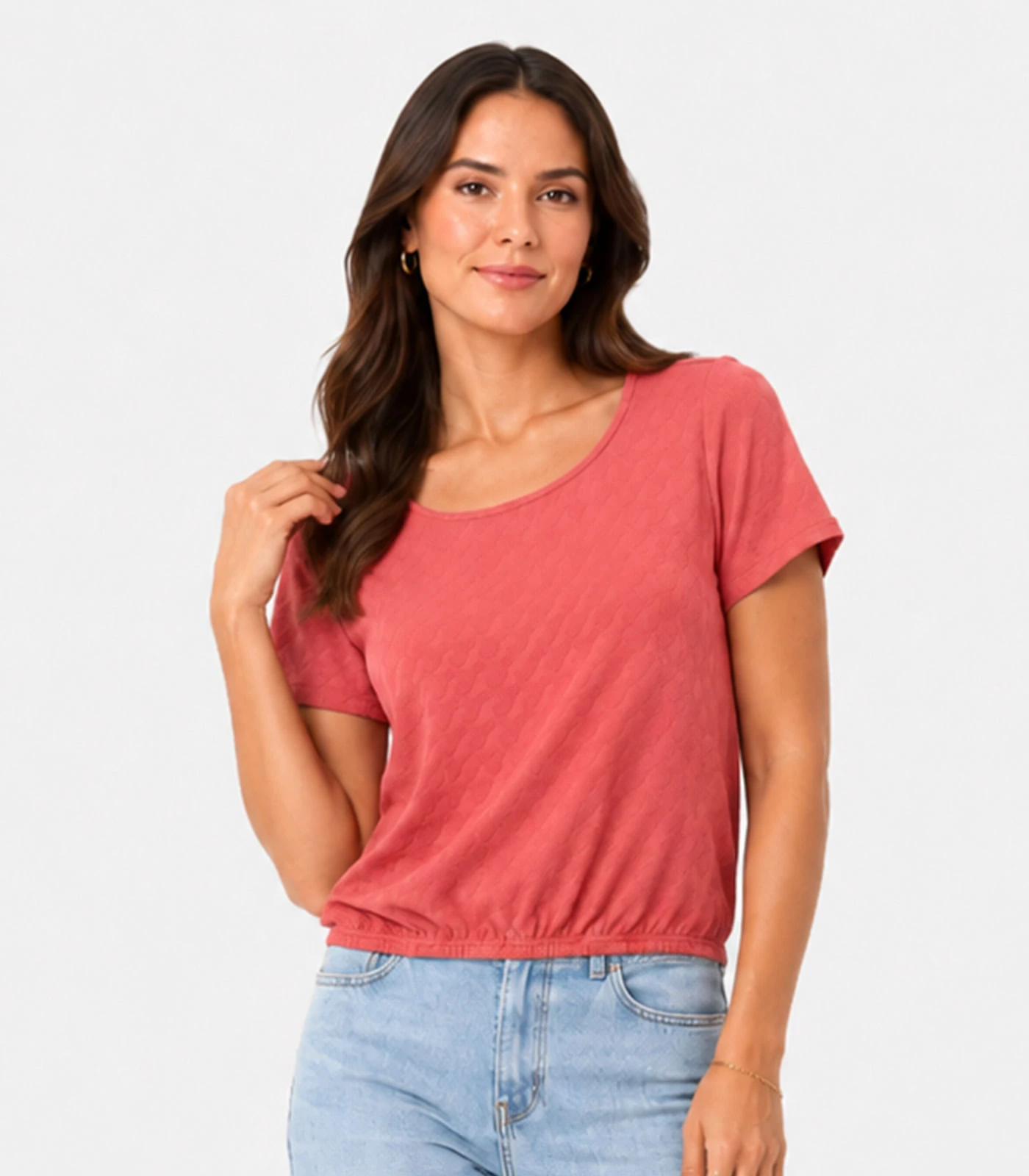 Blusa Feminina Malha Tunis Manga Godê Infinita Cor Laranja