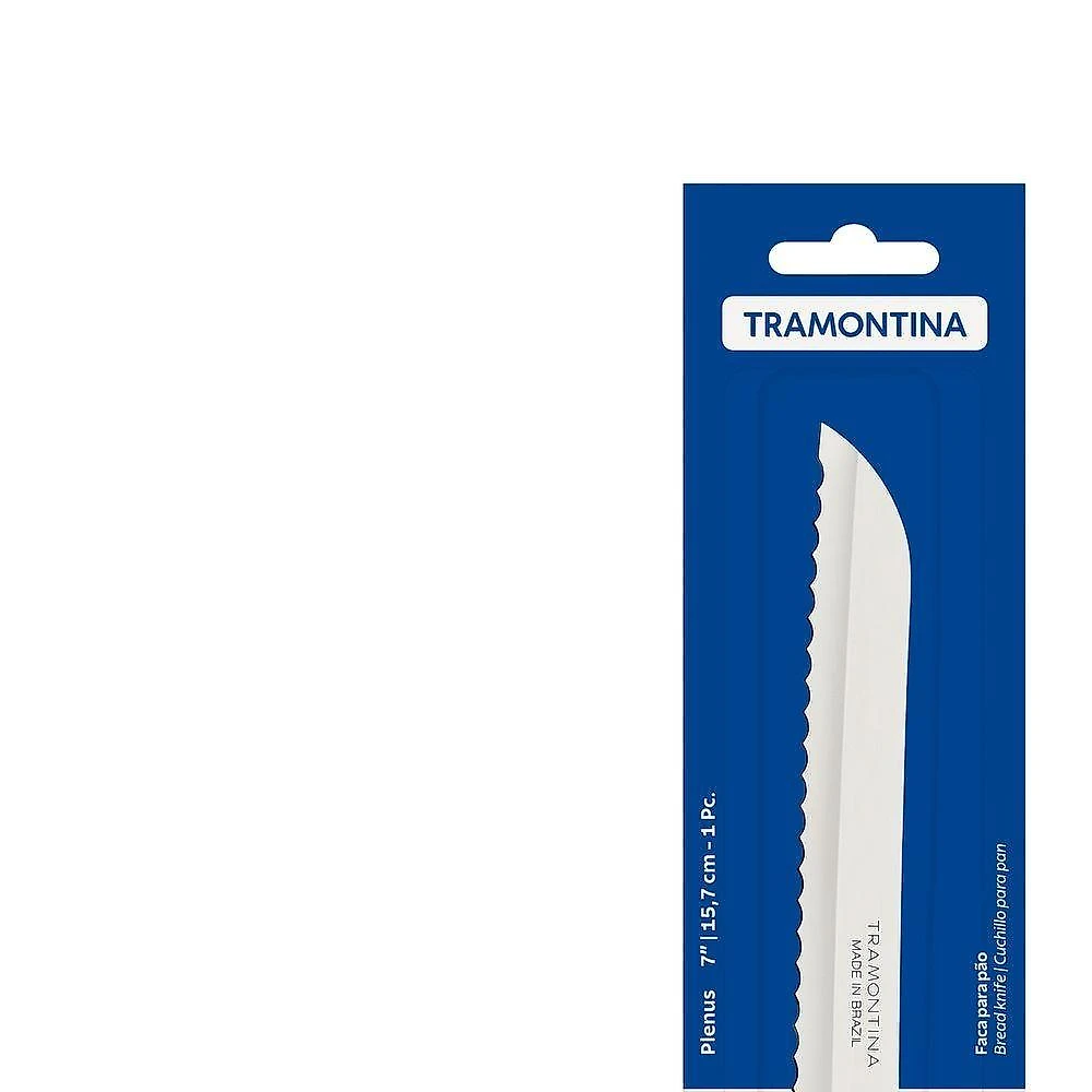 Faca para Pão Plenus Corte Preciso Aço Inox Cabo Polipropileno Off White Tramontina 7 Polegadas