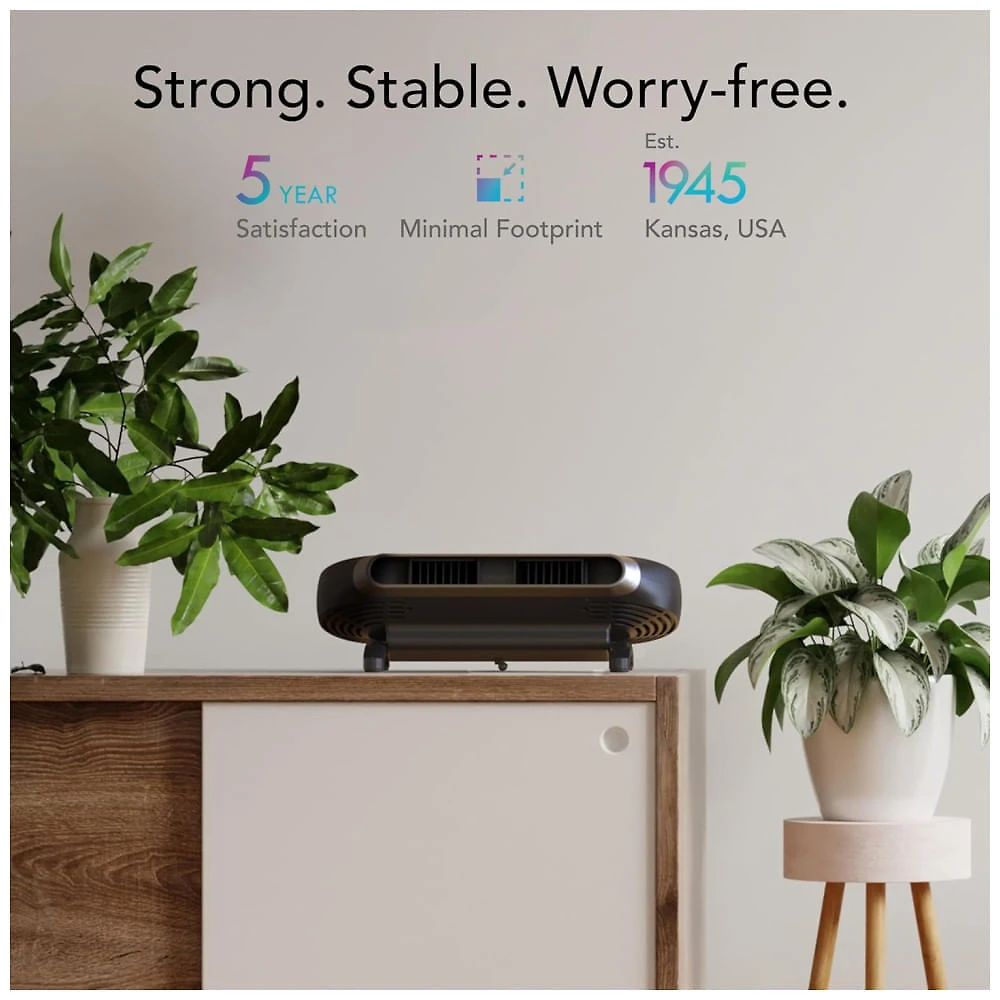 Miniatura Ventilador de Torre Horizontal, Estilo Moderno com Inclinação Ajustável, 5 Velocidades, Silencioso, Controle Remoto e Digital, 110V, Vornado, Preto 110v