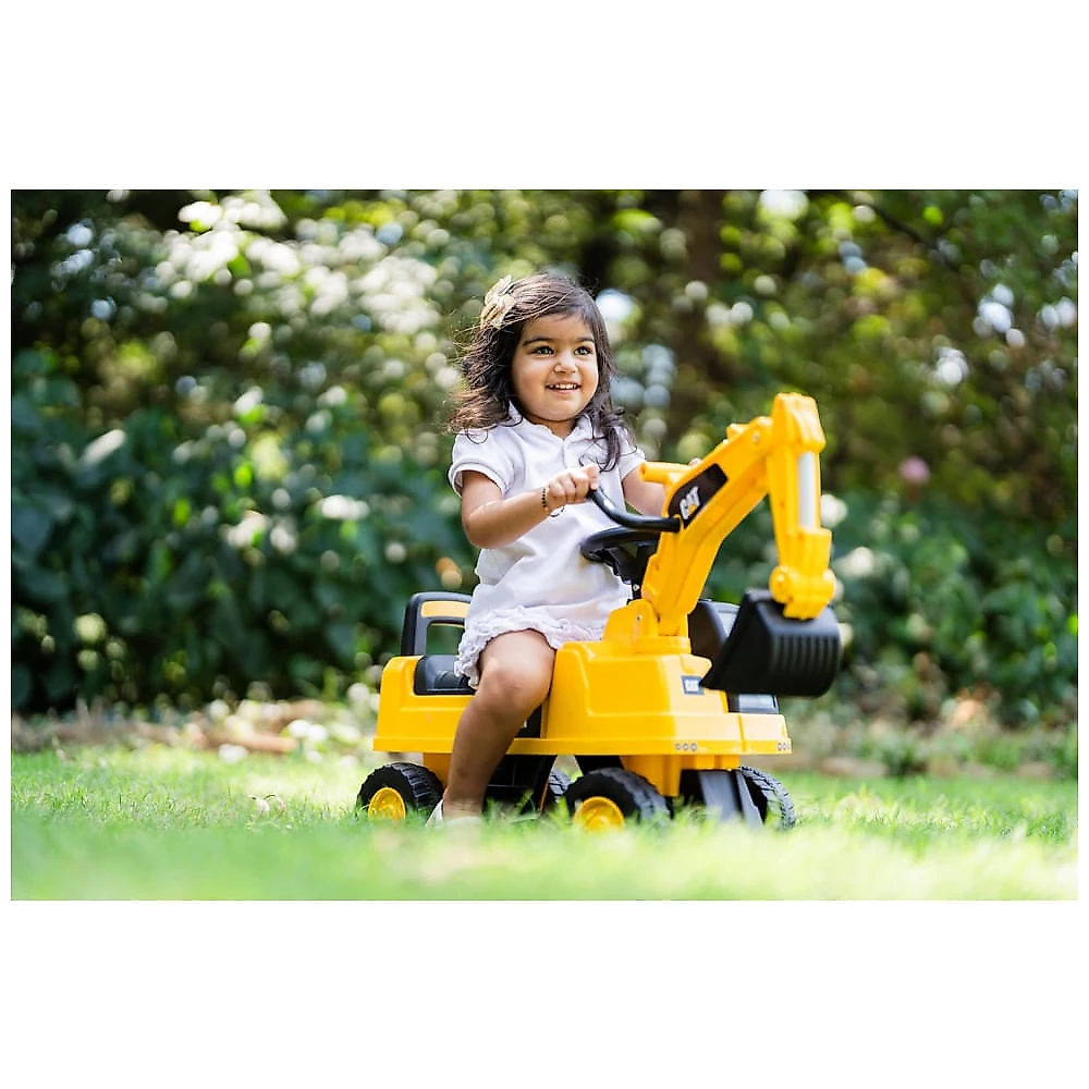 Carrinho de empurrar infantil Best Ride On Cars escavadeira CAT com pá frontal funcional