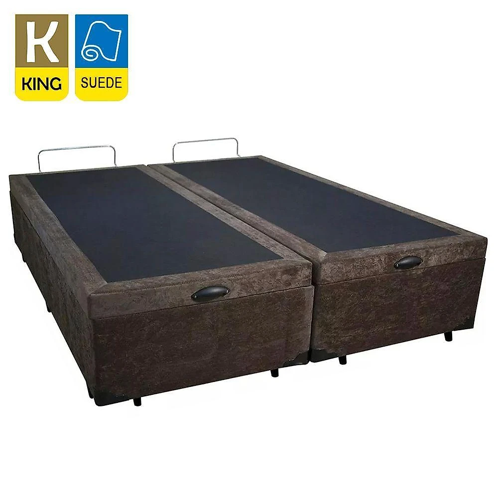 Cama Box Baú King Bipartido Suede Sereneprime Marrom 192x203x44