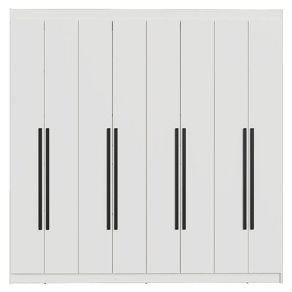 Guarda-roupa casal 8 portas batentes branco/branco/preto saturno madesa