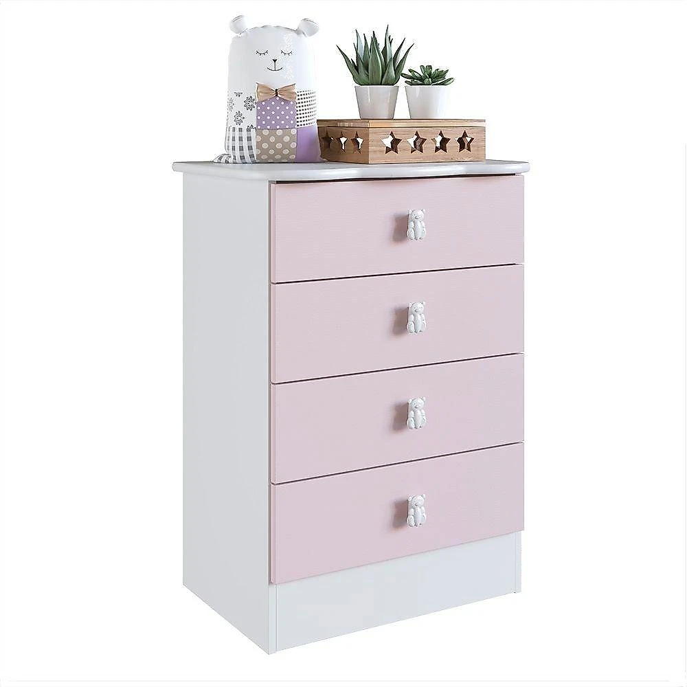 Quarto de Bebê Completo com Guarda-Roupa e Cômoda Arco-Íris Quarto de Bebê Completo com Guarda Roupa e Cômoda 377001 Espresso Móveis Rosa