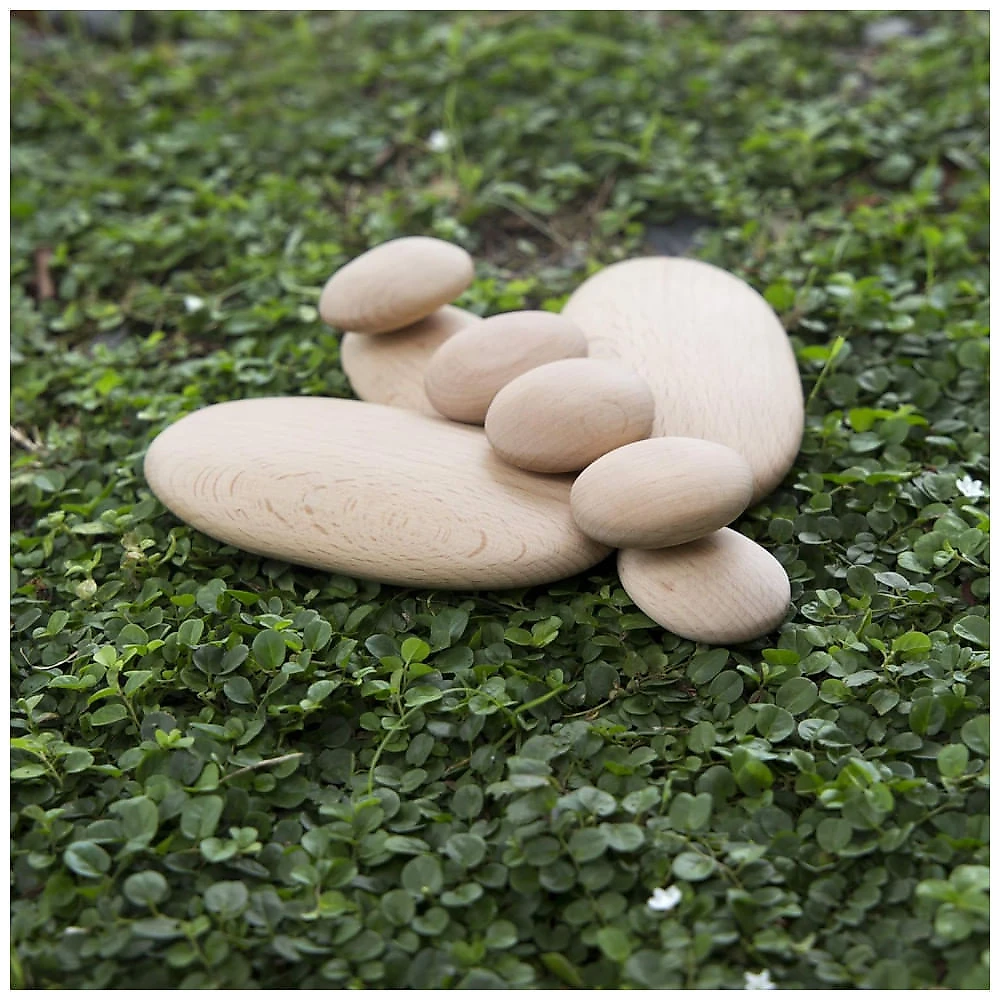 Blocos de Madeira Guidecraft Wood Stackers River Stones Naturais Orgânicos 20 Peças G6771