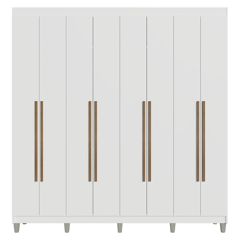Guarda-roupa casal com pés 8 portas batentes branco/branco/rustic saturno madesa