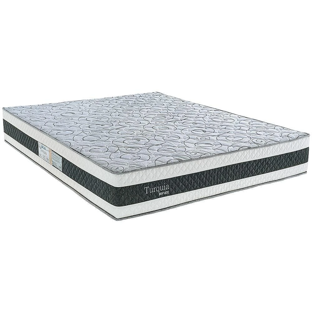 Colchão queen size biflex turquia com molas ensacadas e pillow inn 30x158x198cm - branco/grafite