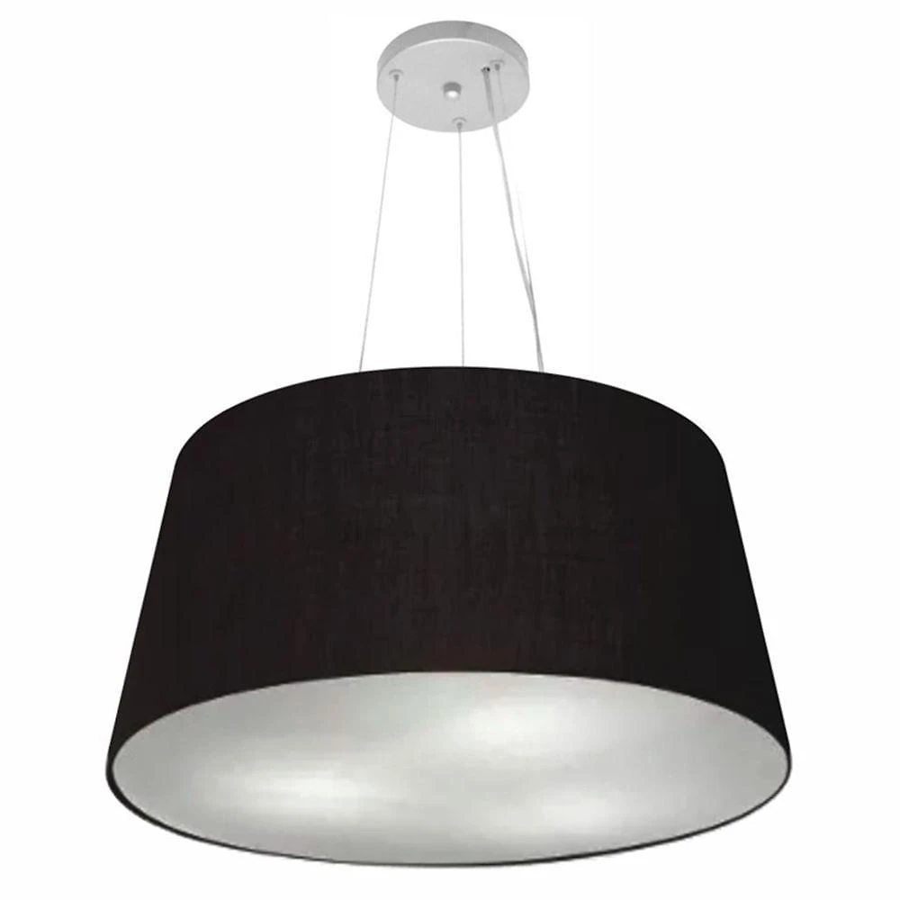 Lustre Pendente Cone Md-4063 Cúpula Em Tecido 30/60x50cm Preto - Bivolt