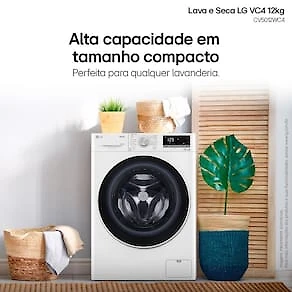 Lava e Seca LG 12Kg/7Kg Smart VC4 com Inteligência Artificial AI DD™ CV5012WC4 - Branca 110V