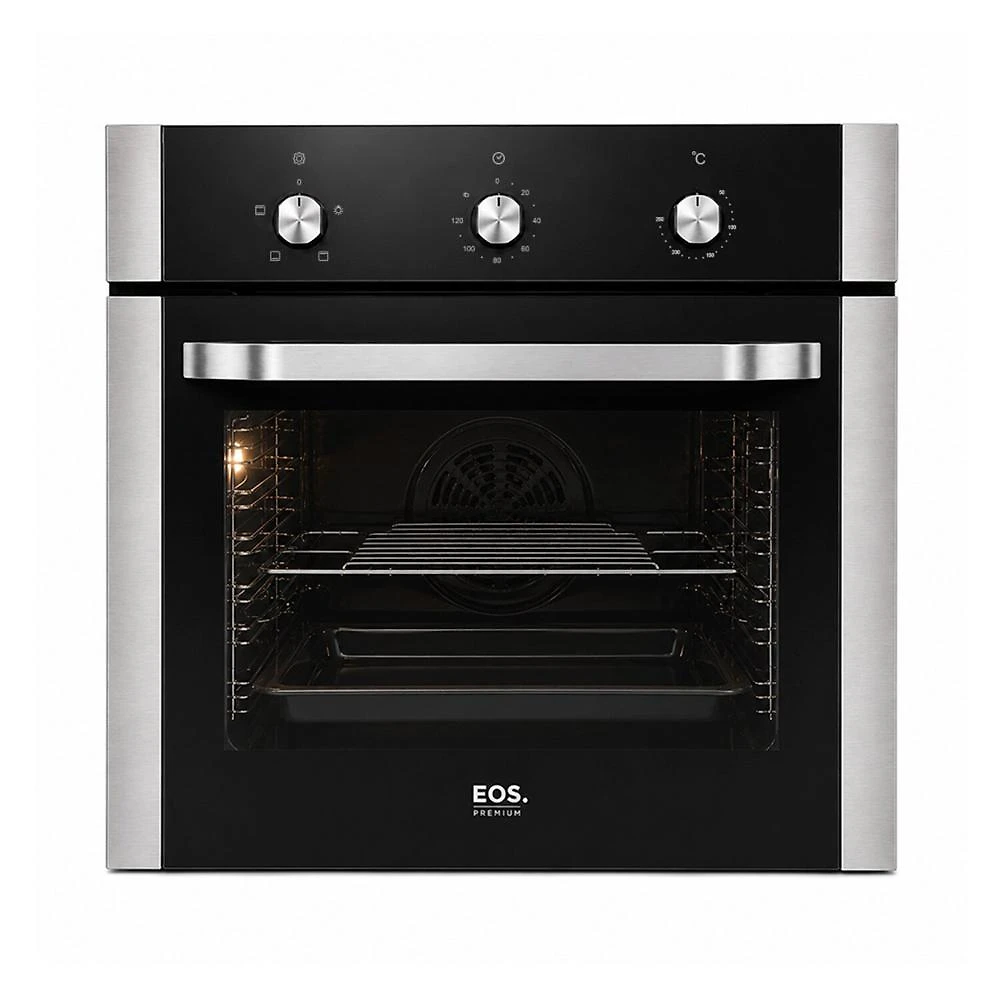 Forno Elétrico de Embutir EOS 65 Litros Porta de Vidro Preto com Inox EFE653EPI 220V