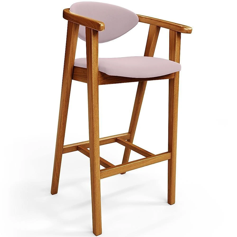 Kit 06 Banquetas Alta Para Cozinha Bancada Bar Sala De Jantar Fixa Cecília L02 Suede Rosê - Lyam