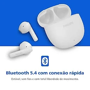 Fone de Ouvido Philips TAT1139WT/00 Bluetooth TWS IPX4 26h de Bateria Branco
