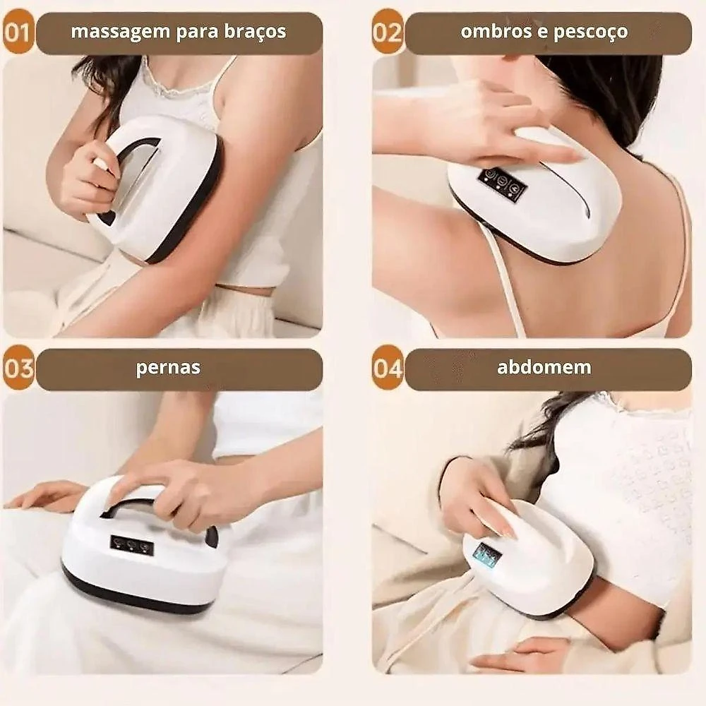 Massageador Corporal BSL3673 com Vibração e Aquecimento 6 Pontos Branco Braslu