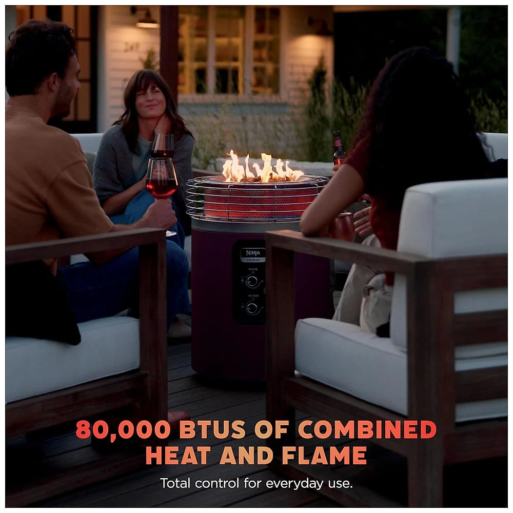 Ninja Fireside360 Aquecedor Externo Portátil com 3 Modos - Chama, Calor e Ambos - Para Jardim, Camping e Praia
