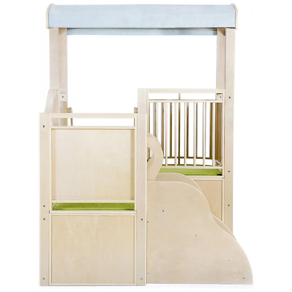 Centro de Atividades Guidecraft City Toddler Loft, Madeira Bétula Natural com Túnel, Escorregador e Varanda, 252 x 133 x 181 cm