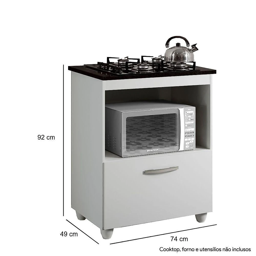 Balcão Cooktop 4 Bocas Salvia Kaiki Móveis Cor: Branco