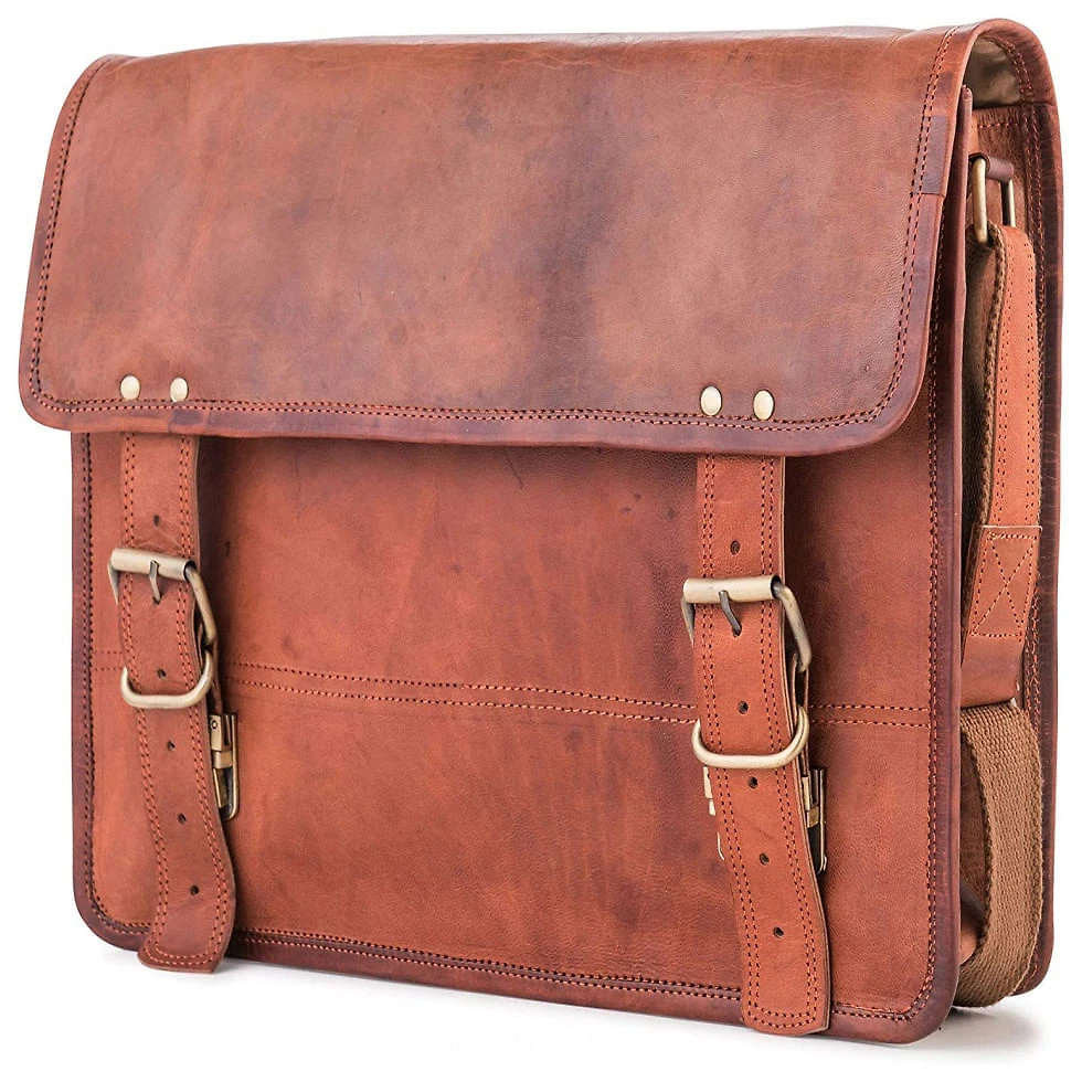 Bolsa Maleta Berliner Bags de Couro Curtido Vegetal Unissex para Laptop , Marrom