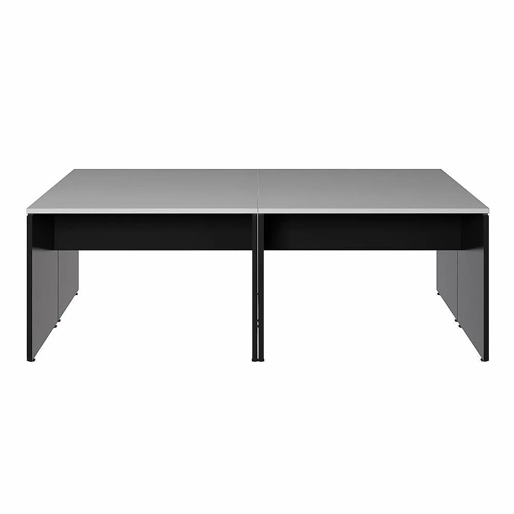 Mesa para Escritório 4 Lugares 220CM Cinza Sagrado com Preto F5 Office
