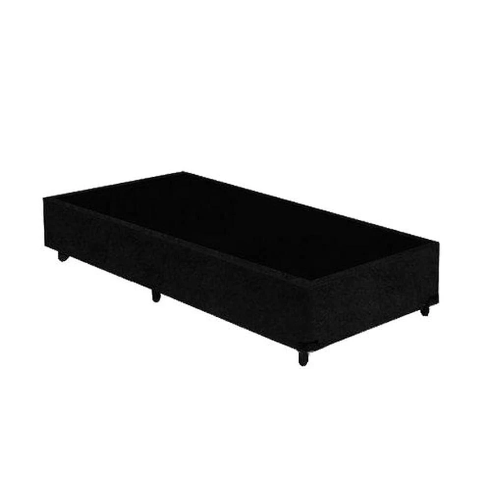 Base Box Solteiro Preto Suede 88x188
