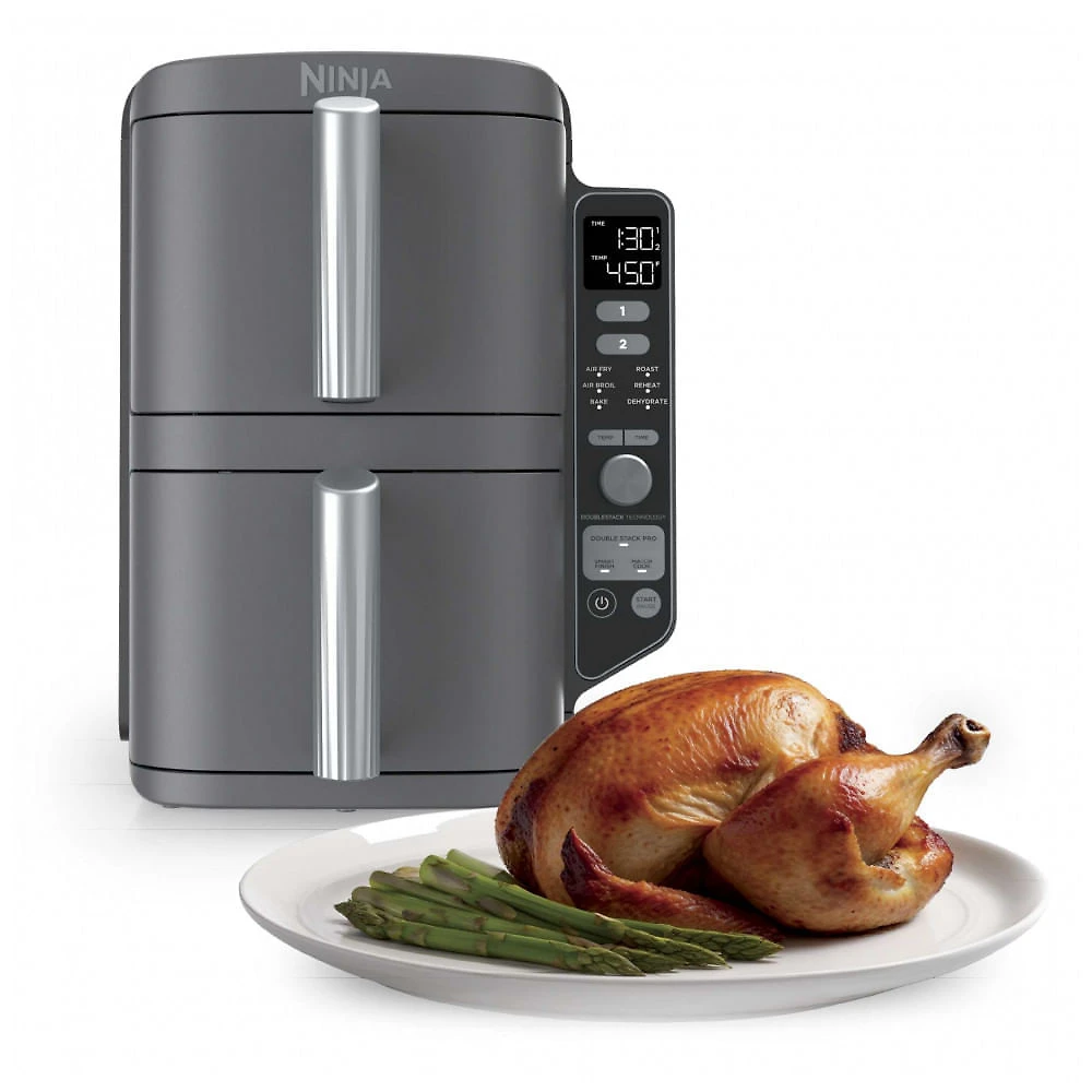 Fritadeira a Ar Ninja SL401 DoubleStack XL 9,4L Compartimento Duplo Cinza Escuro 110V
