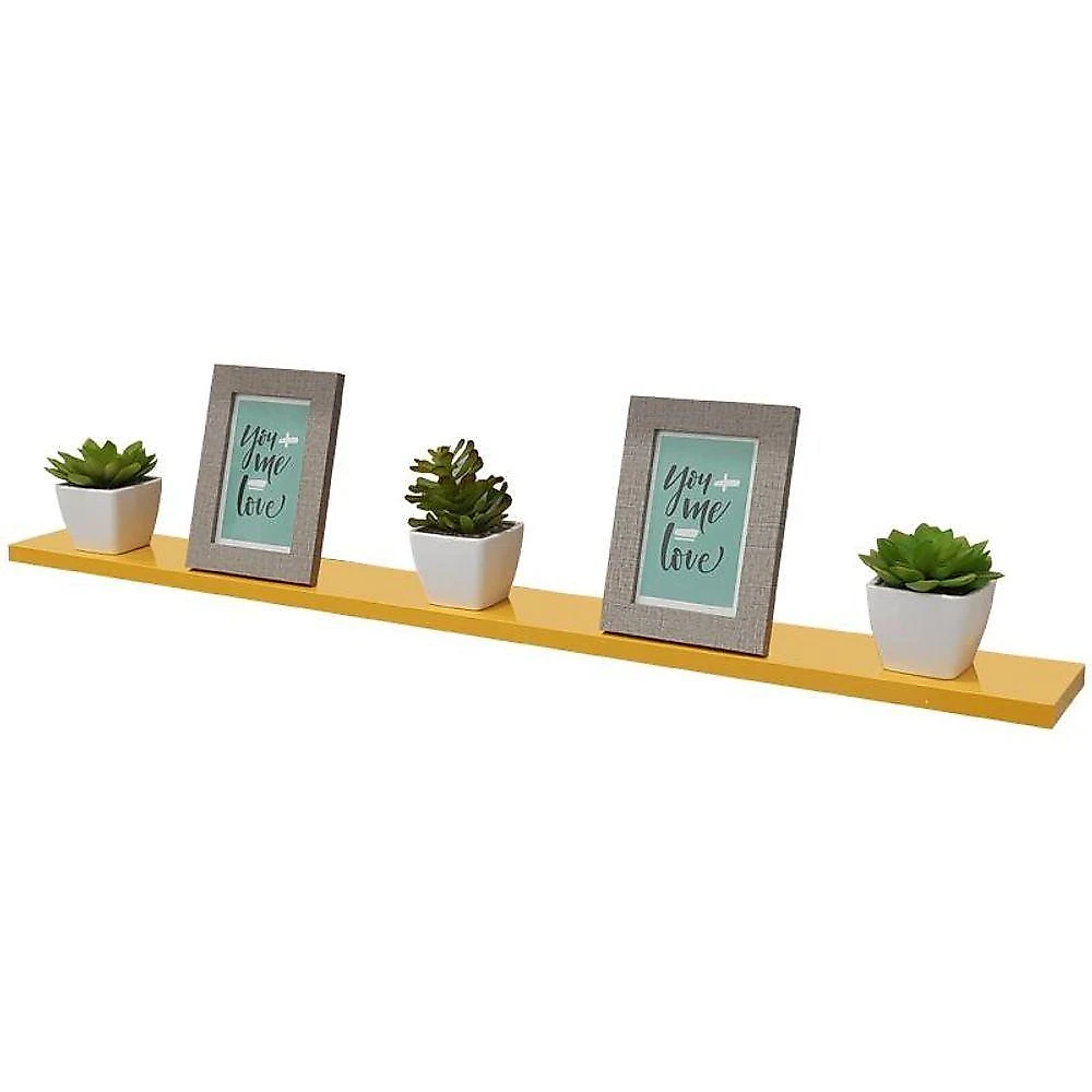 Prateleira Crie Fácil 100x10CM MDP Suporte Invisível Moderno Sala Amarelo Mercado das Prateleiras webcontinental-7899983632093