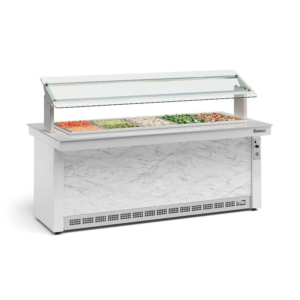 Buffet Refrigerado Self Service Gelopar GBRF200 10L sem Porta Branco Mármore 220V