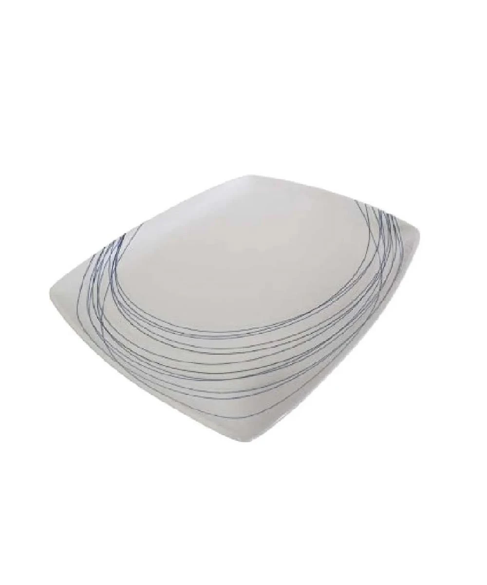 Travessa Rasa Retangular Porcelana Bugatti Italiana Jantar