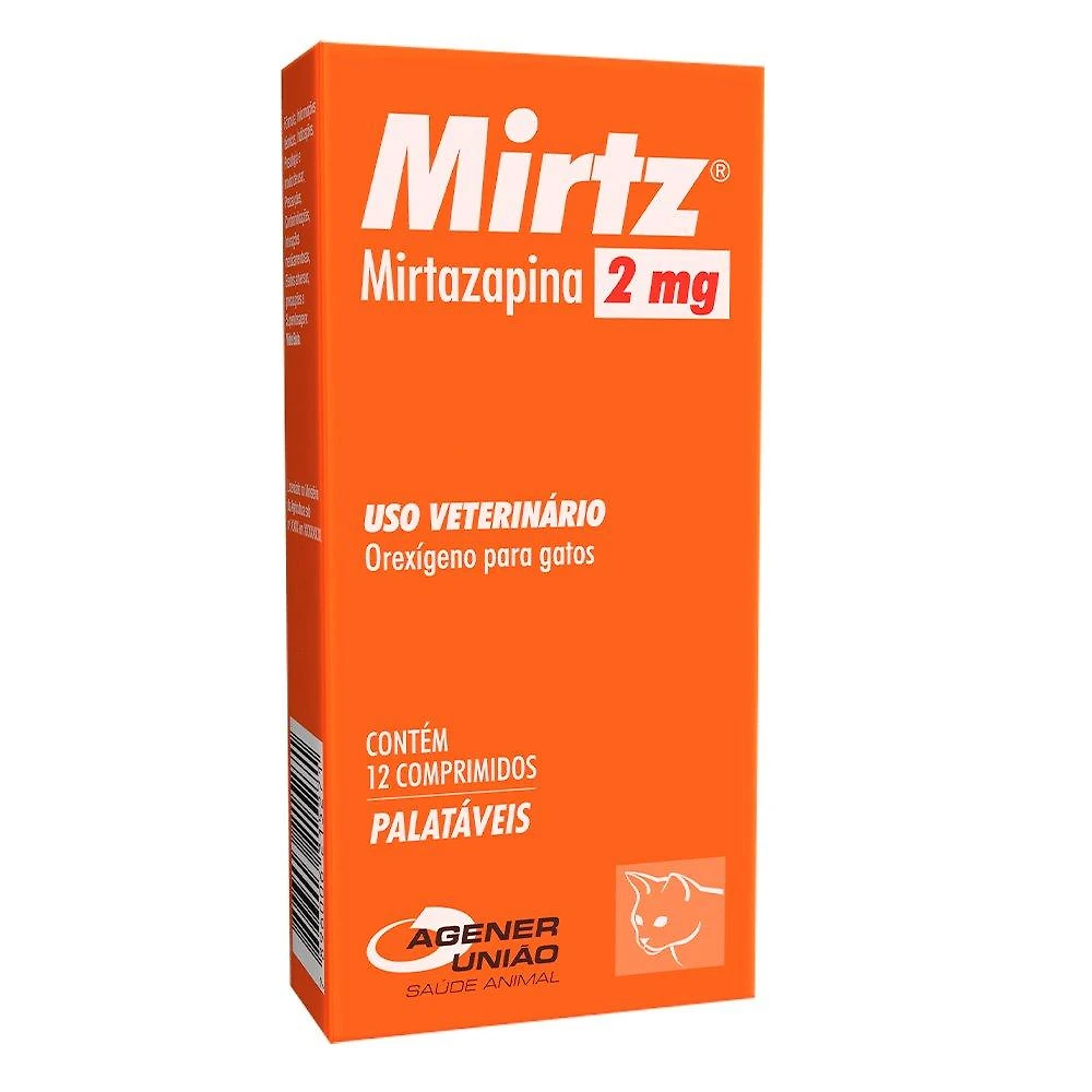 Orexígeno Mirtz Mirtazapina Agener União para Gatos - 12 Comprimidos