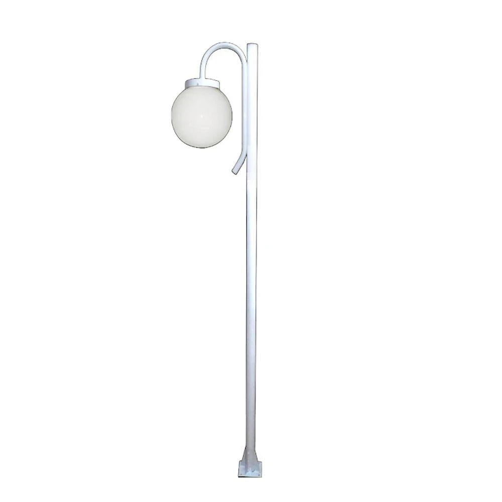 Poste Luminária Globo Braço Curvo Baixo Jardim 3mt Branco Ouro Minas