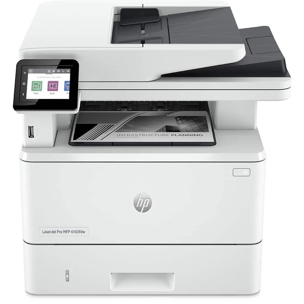 Impressora Multifuncional HP Laser PRO 4103fdw Mono, Wifi, Wireless, Ethernet, USB, Duplex, 110v, Branco