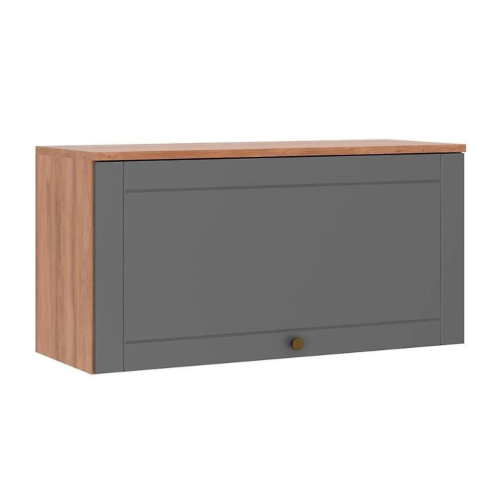 Miniatura Armário De Geladeira Para Cozinha Bella 2603 Com 1 Porta Basculante 80cm Nogal Cinza