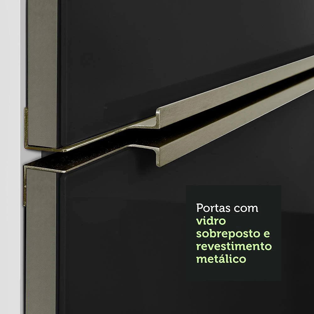 Armário aéreo madesa lux 120 cm 2 portas - branco/preto