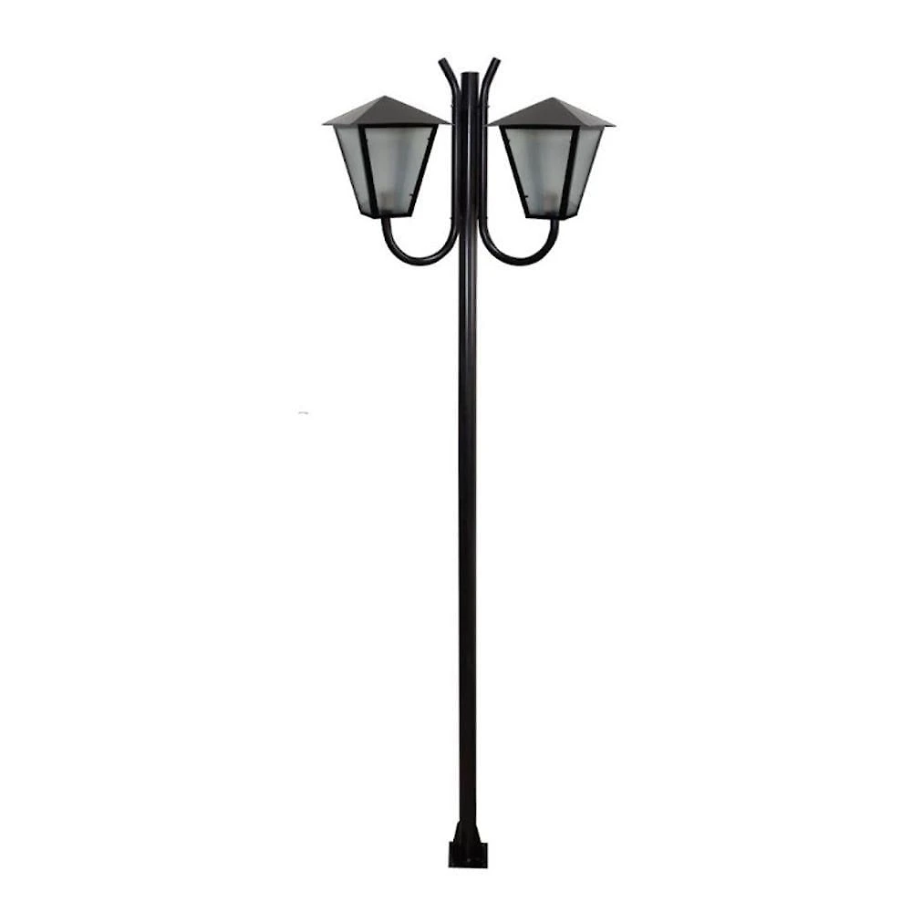 Poste de Jardim L045OM Luminária Romana Dupla 200cm Preto Ouro Minas