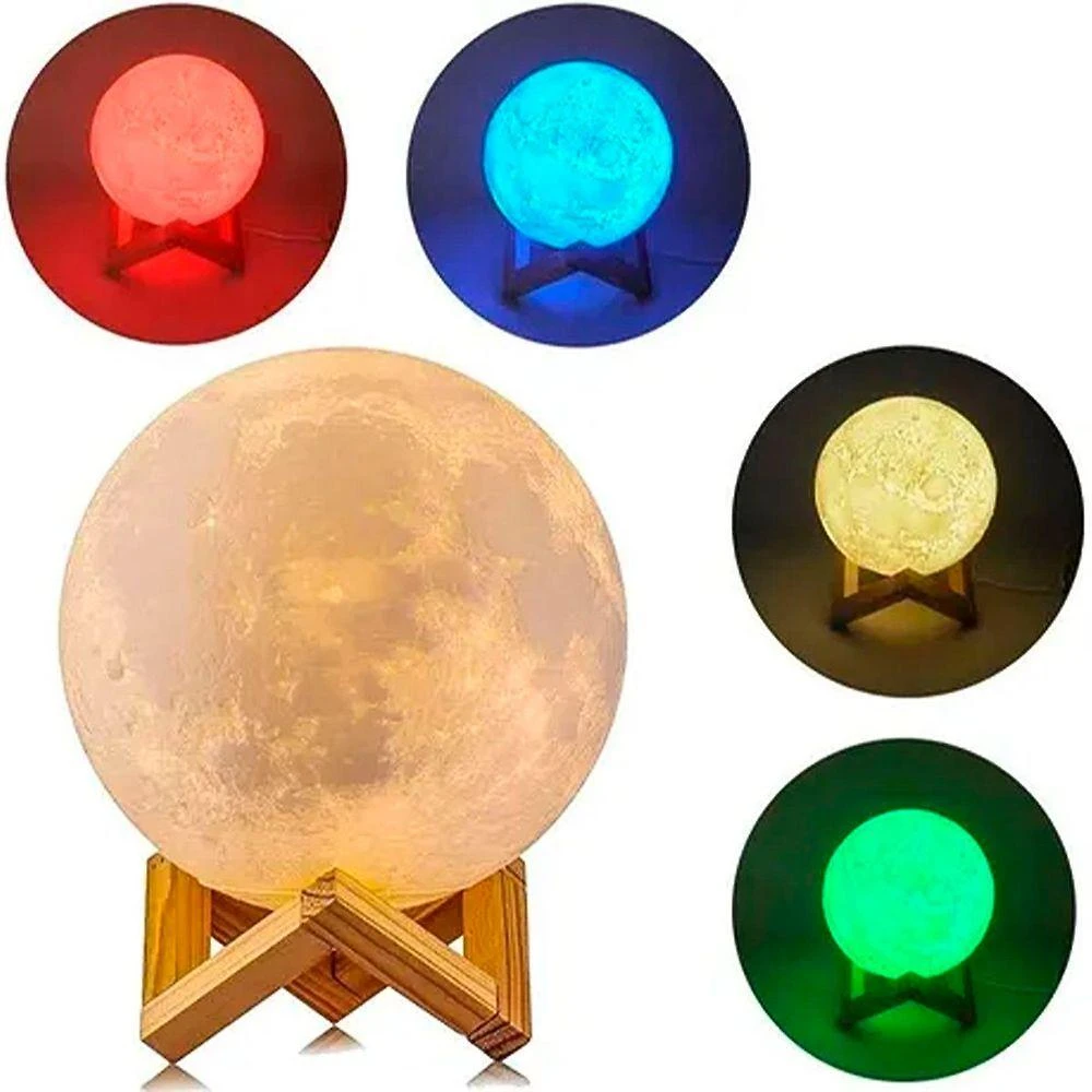 Umidificador de Ambiente Lua Cheia 14cm 0,88L com Suporte e Leds Multicores para Quarto 110V